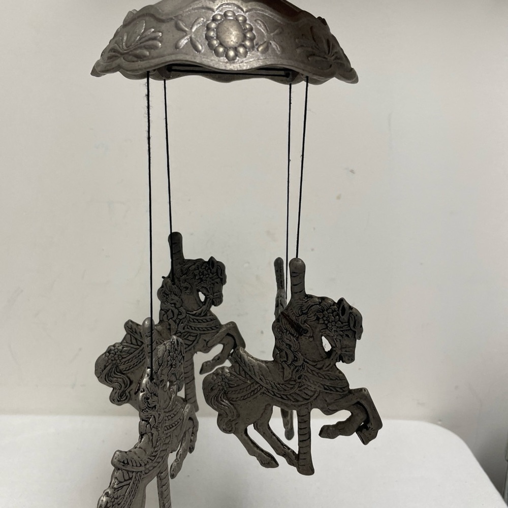 Carson Canopy Carousel Wind Chime Dancing Horse Metal 1992 Rust Proof Vtg 15” - Picture 2 of 8